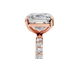 Rose gold Asscher Cut Diamond Pavé Band Solitaire Ring with Four-Prong Setting_83