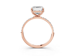 Rose gold Asscher Cut Diamond Pavé Band Solitaire Ring with Four-Prong Setting_87