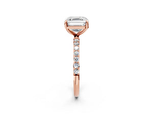 Rose gold Asscher Cut Diamond Pavé Band Solitaire Ring with Four-Prong Setting_92