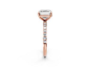 Rose gold Asscher Cut Diamond Pavé Band Solitaire Ring with Four-Prong Setting_98