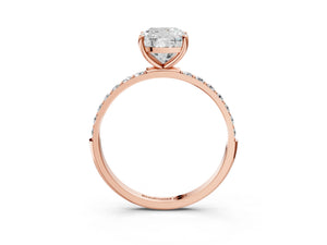 Rose gold Cushion Cut Diamond Pavé Band Solitaire Ring with Four-Prong Setting_105