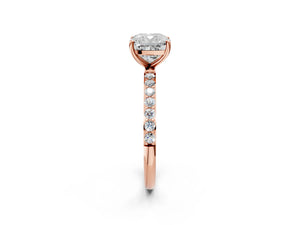 Rose gold Cushion Cut Diamond Pavé Band Solitaire Ring with Four-Prong Setting_110