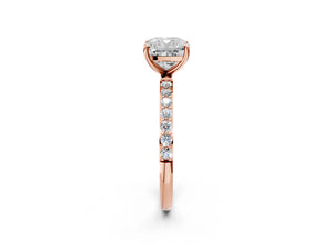 Rose gold Cushion Cut Diamond Pavé Band Solitaire Ring with Four-Prong Setting_210