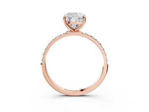 Rose gold Cushion Cut Diamond Pavé Band Solitaire Ring with Four-Prong Setting_21