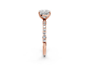 Rose gold Cushion Cut Diamond Pavé Band Solitaire Ring with Four-Prong Setting_264