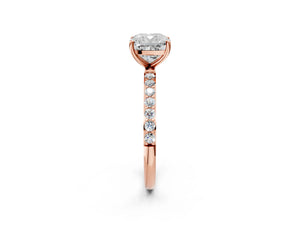 Rose gold Cushion Cut Diamond Pavé Band Solitaire Ring with Four-Prong Setting_270
