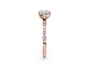 Rose gold Cushion Cut Diamond Pavé Band Solitaire Ring with Four-Prong Setting_282