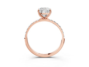 Rose gold Cushion Cut Diamond Pavé Band Solitaire Ring with Four-Prong Setting_283