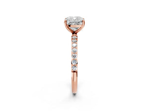 Rose gold Cushion Cut Diamond Pavé Band Solitaire Ring with Four-Prong Setting_294