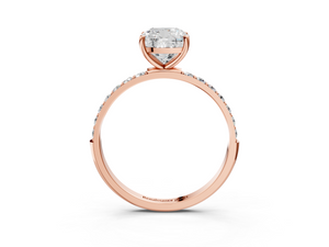 Rose gold Cushion Cut Diamond Pavé Band Solitaire Ring with Four-Prong Setting_39