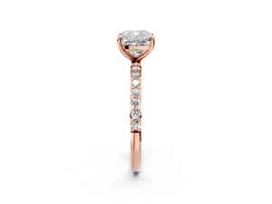 Rose gold Cushion Cut Diamond Pavé Band Solitaire Ring with Four-Prong Setting_68
