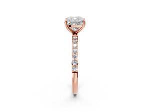 Rose gold Cushion Cut Diamond Pavé Band Solitaire Ring with Four-Prong Setting_74