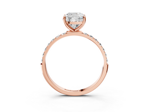 Rose gold Cushion Cut Diamond Pavé Band Solitaire Ring with Four-Prong Setting_81