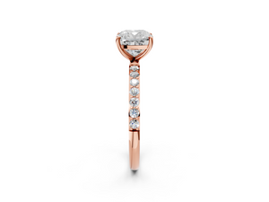 Rose gold Cushion Cut Diamond Pavé Band Solitaire Ring with Four-Prong Setting_86