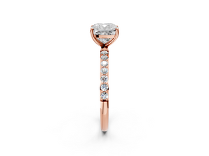 Rose gold Cushion Cut Diamond Pavé Band Solitaire Ring with Four-Prong Setting_92