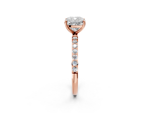 Rose gold Cushion Cut Diamond Pavé Band Solitaire Ring with Four-Prong Setting_98