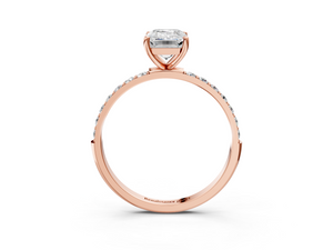 Rose gold Emerald Cut Diamond Pavé Band Solitaire Ring with Four-Prong Setting_51