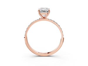Rose gold Emerald Cut Diamond Pavé Band Solitaire Ring with Four-Prong Setting_75