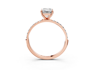 Rose gold Emerald Cut Diamond Pavé Band Solitaire Ring with Four-Prong Setting_99