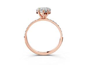 Rose gold Heart Cut Diamond Pavé Band Solitaire Ring with Four-Prong Setting_105