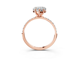 Rose gold Heart Cut Diamond Pavé Band Solitaire Ring with Four-Prong Setting_15