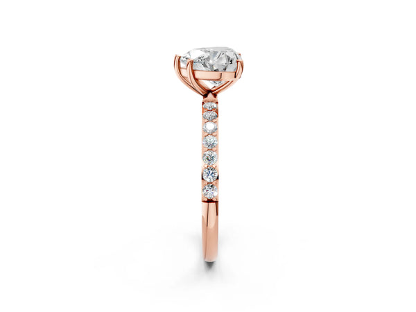 Rose gold Heart Cut Diamond Pavé Band Solitaire Ring with Four-Prong Setting_38