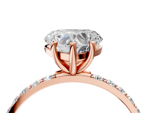 Rose gold Heart Cut Diamond Pavé Band Solitaire Ring with Four-Prong Setting_4