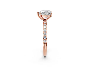 Rose gold Heart Cut Diamond Pavé Band Solitaire Ring with Four-Prong Setting_68