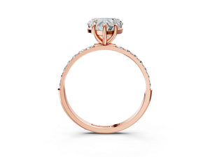 Rose gold Heart Cut Diamond Pavé Band Solitaire Ring with Four-Prong Setting_69