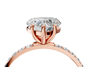 Rose gold Heart Cut Diamond Pavé Band Solitaire Ring with Four-Prong Setting_76