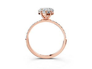 Rose gold Heart Cut Diamond Pavé Band Solitaire Ring with Four-Prong Setting_93