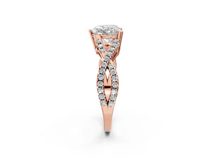 Rose gold Heart Solitaire Twist Band with Pavé Setting and Four-Prong Setting_38