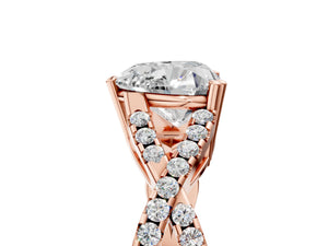 Rose gold Heart Solitaire Twist Band with Pavé Setting and Four-Prong Setting_77