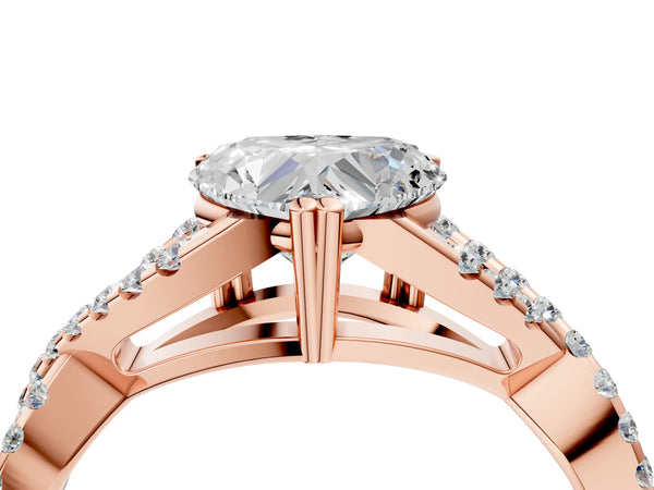Rose gold Heart Solitaire Twist Band with Pavé Setting and Four-Prong Setting_82