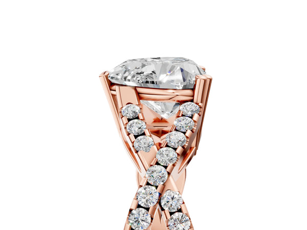 Rose gold Heart Solitaire Twist Band with Pavé Setting and Four-Prong Setting_83