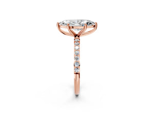 Rose gold Marquise Cut Diamond Pavé Band Solitaire Ring with Four-Prong Setting_14