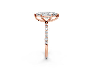 Rose gold Marquise Cut Diamond Pavé Band Solitaire Ring with Four-Prong Setting_20