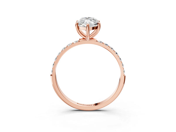Rose gold Marquise Cut Diamond Pavé Band Solitaire Ring with Four-Prong Setting_21