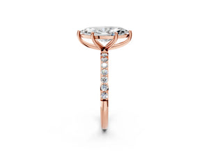 Rose gold Marquise Cut Diamond Pavé Band Solitaire Ring with Four-Prong Setting_32