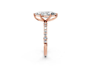 Rose gold Marquise Cut Diamond Pavé Band Solitaire Ring with Four-Prong Setting_38