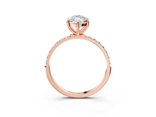 Rose gold Marquise Cut Diamond Pavé Band Solitaire Ring with Four-Prong Setting_39