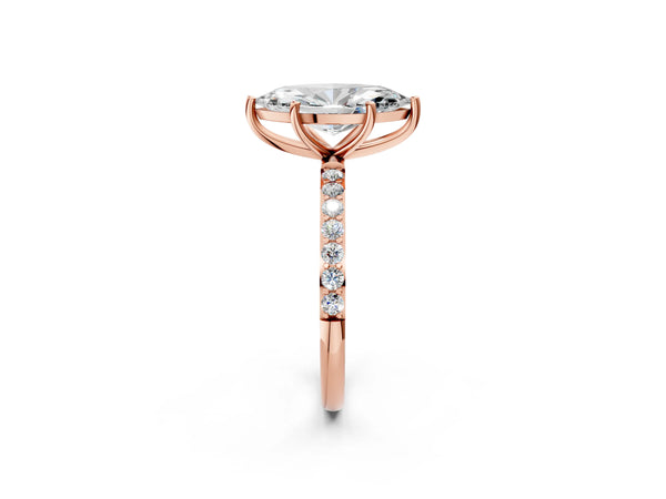 Rose gold Marquise Cut Diamond Pavé Band Solitaire Ring with Four-Prong Setting_44