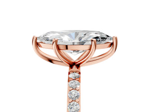 Rose gold Marquise Cut Diamond Pavé Band Solitaire Ring with Four-Prong Setting_53