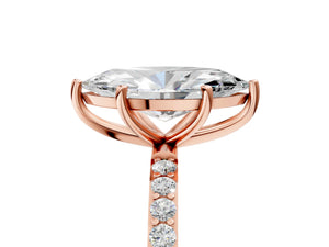 Rose gold Marquise Cut Diamond Pavé Band Solitaire Ring with Four-Prong Setting_65