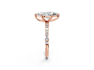 Rose gold Marquise Cut Diamond Pavé Band Solitaire Ring with Four-Prong Setting_68