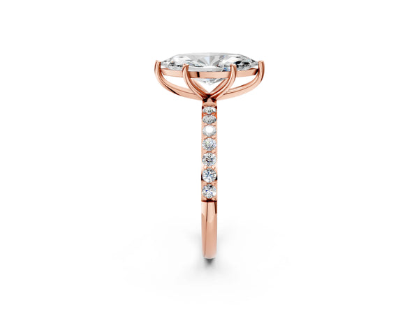 Rose gold Marquise Cut Diamond Pavé Band Solitaire Ring with Four-Prong Setting_80