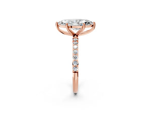 Rose gold Marquise Cut Diamond Pavé Band Solitaire Ring with Four-Prong Setting_92