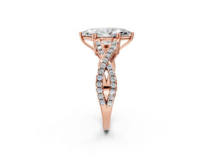 Rose gold Marquise Solitaire Twist Band with Pavé Setting and Four-Prong Setting_20