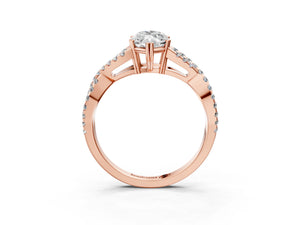 Rose gold Marquise Solitaire Twist Band with Pavé Setting and Four-Prong Setting_27