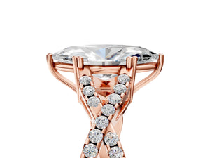 Rose gold Marquise Solitaire Twist Band with Pavé Setting and Four-Prong Setting_29